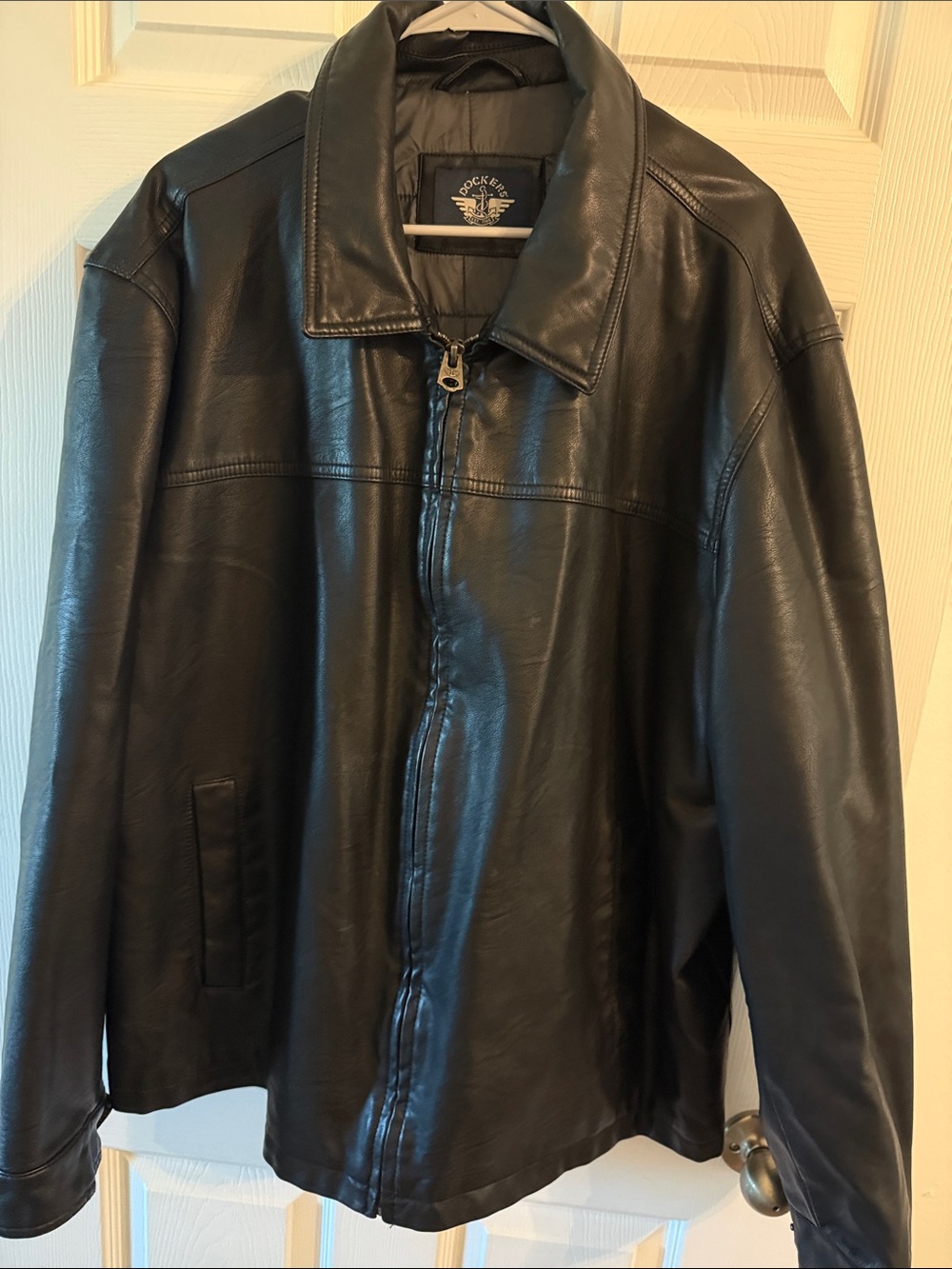 Dockers Black Vegan Leather Bomber Jacket - Men's